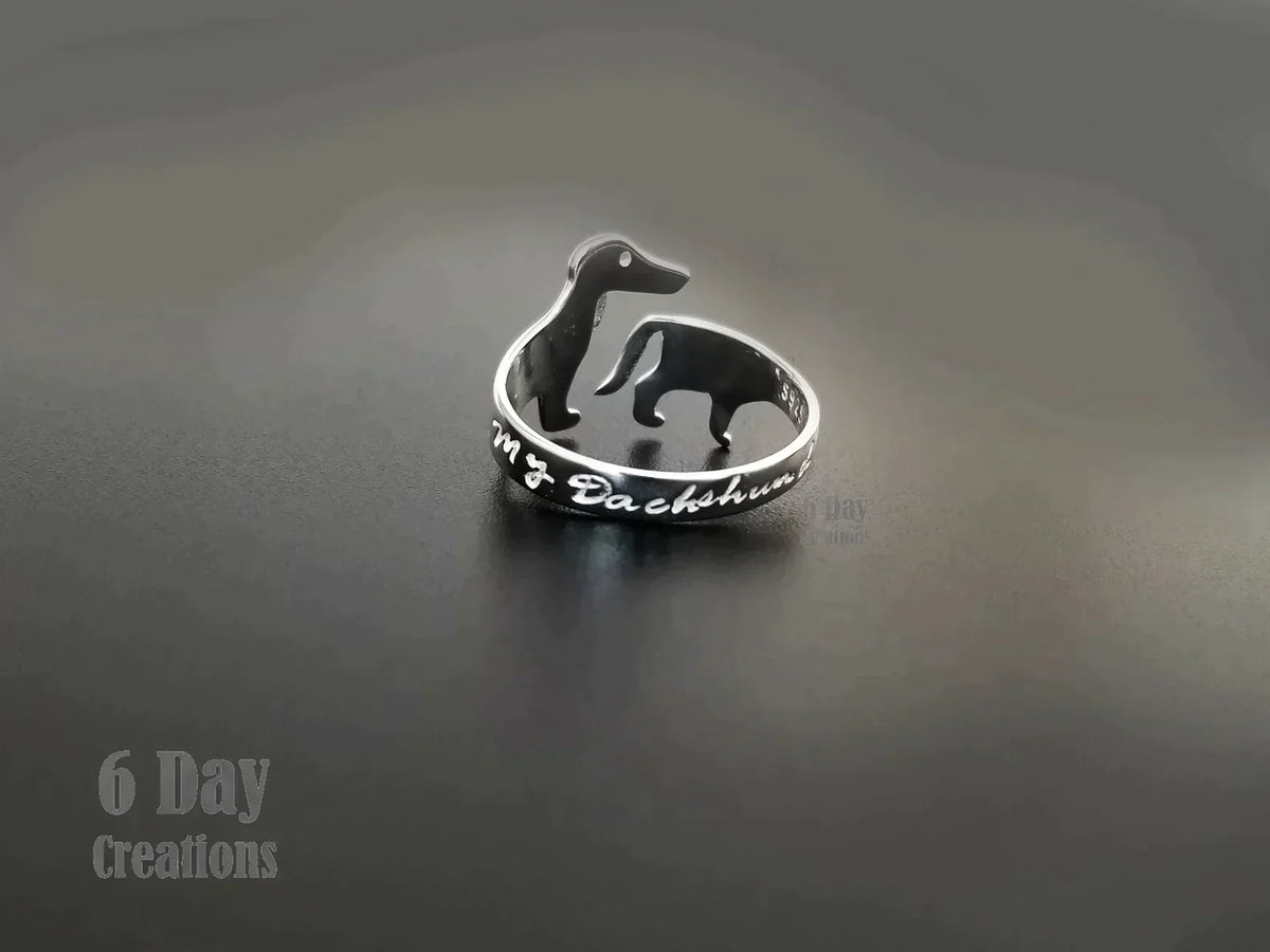 Cute Dachshund Ring - Adorable Sterling Silver Ring for Dog Lovers