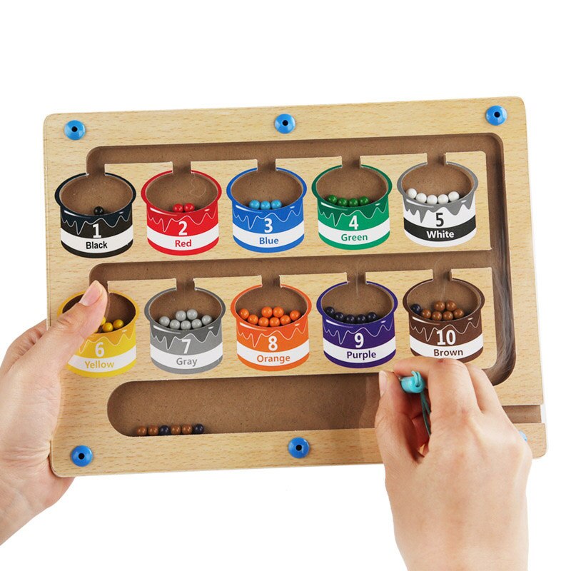 ColorMaze - Magnetic Wooden Color and Number Maze for Kids
