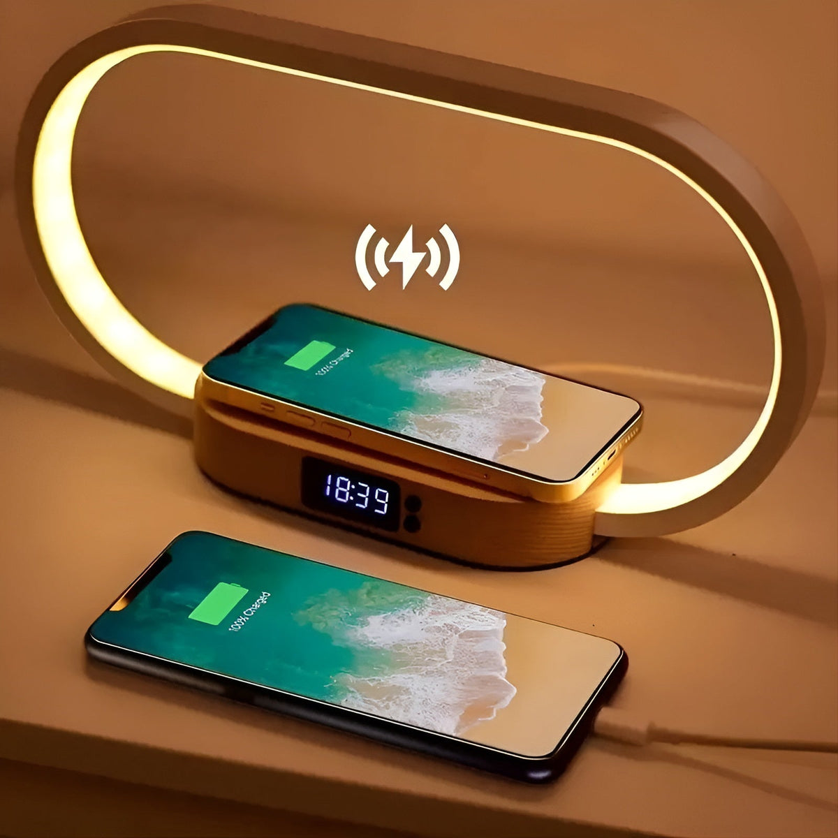RadiantCharge - 3-in-1 Wireless Charging Lamp Clock