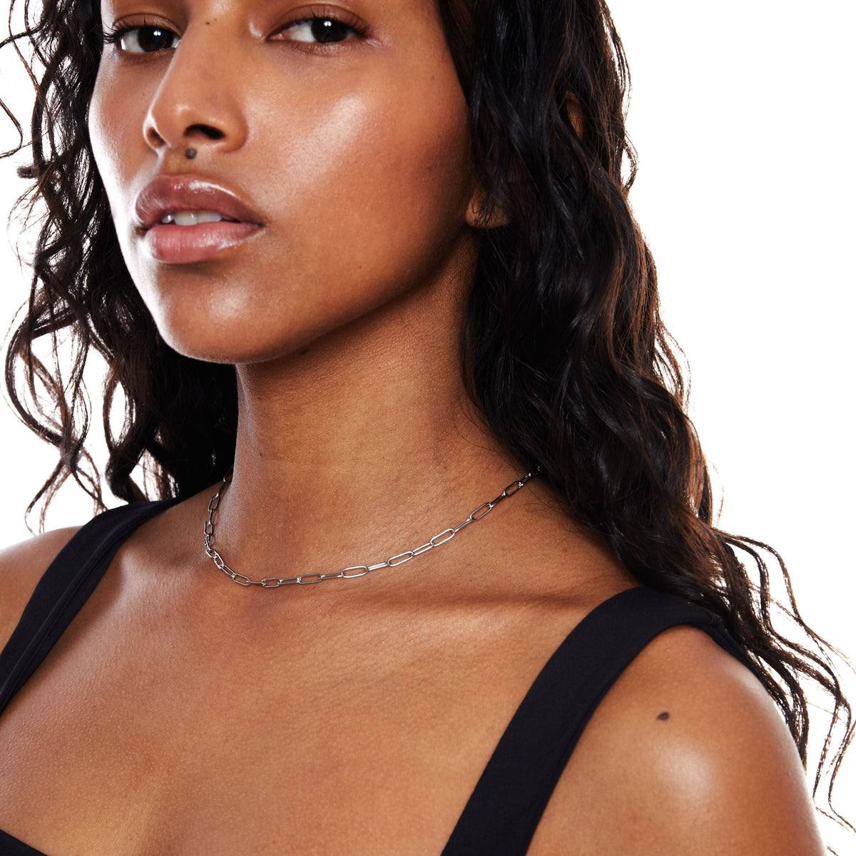 Lina Paperclip Choker Necklace - Sleek Waterproof Layering Chain