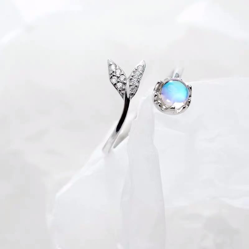 Nerina - Adjustable Dolphin Tail Ring with Sparkling Blue Zirconia