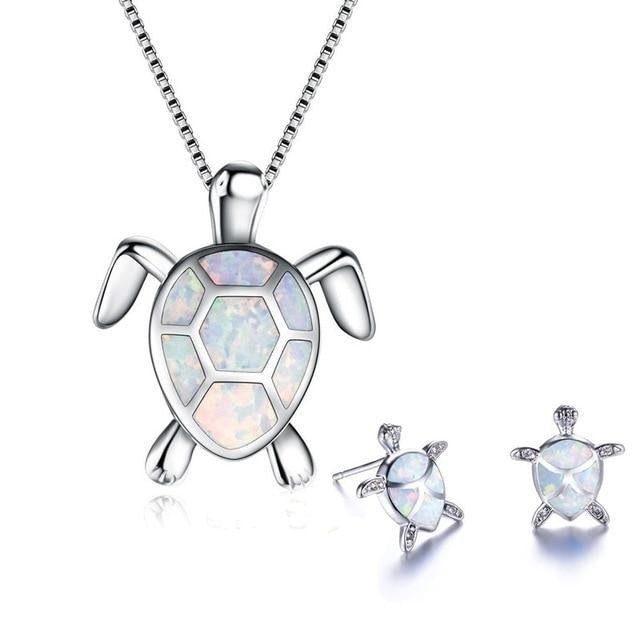 Pelora - Ocean Dream Turtle Necklace and Earring Set