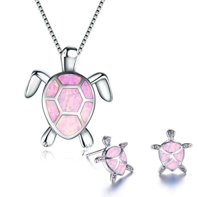 Pelora - Ocean Dream Turtle Necklace and Earring Set