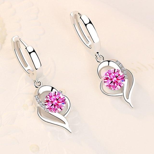 Amelina - Silver Zirconia Flower Earrings