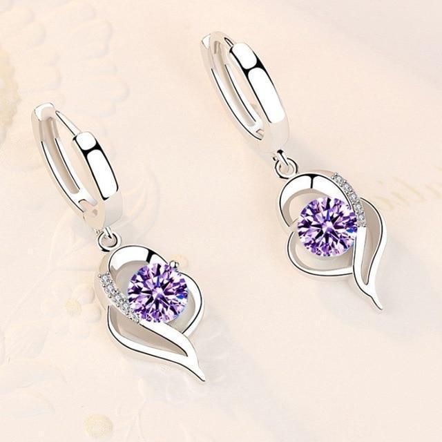 Amelina - Silver Zirconia Flower Earrings