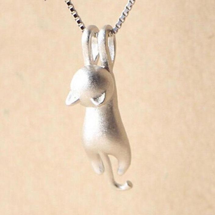 Miyu - Playful Silver Cat Necklace