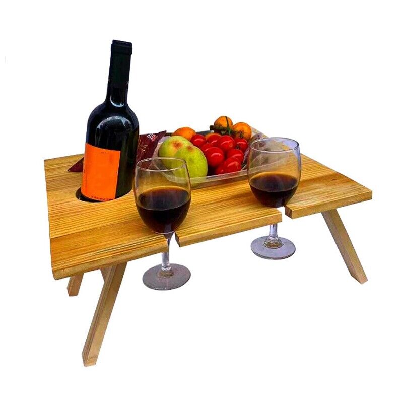 WoodenWine RackTable - Stylish Portable Wine Table for Outdoor Entertaining