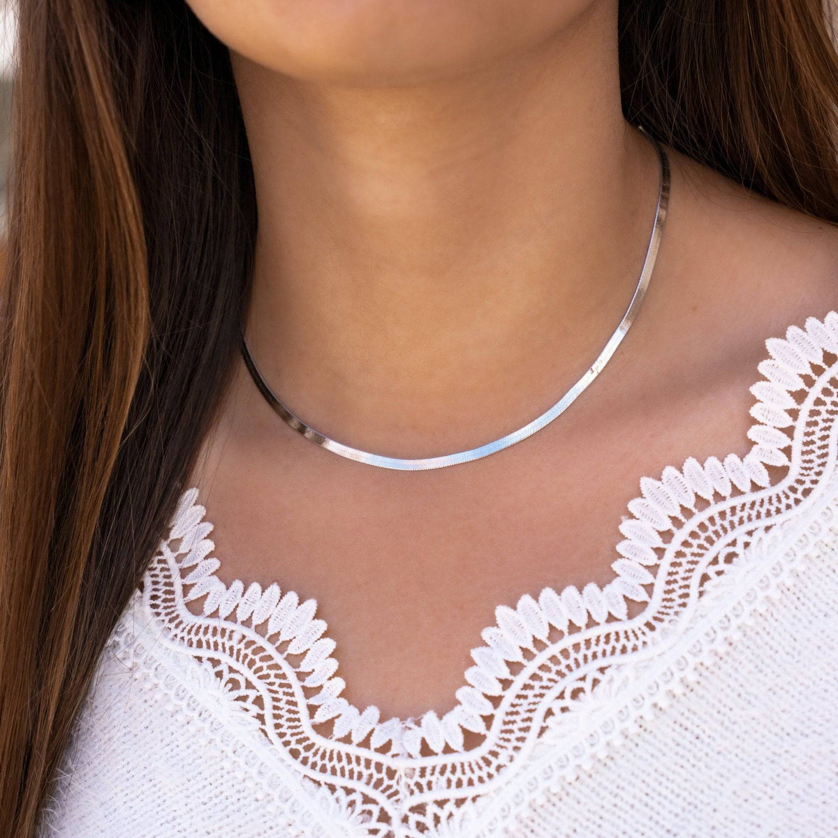Elvira Necklace - Elegant Sterling Silver Necklace with Adjustable Chain