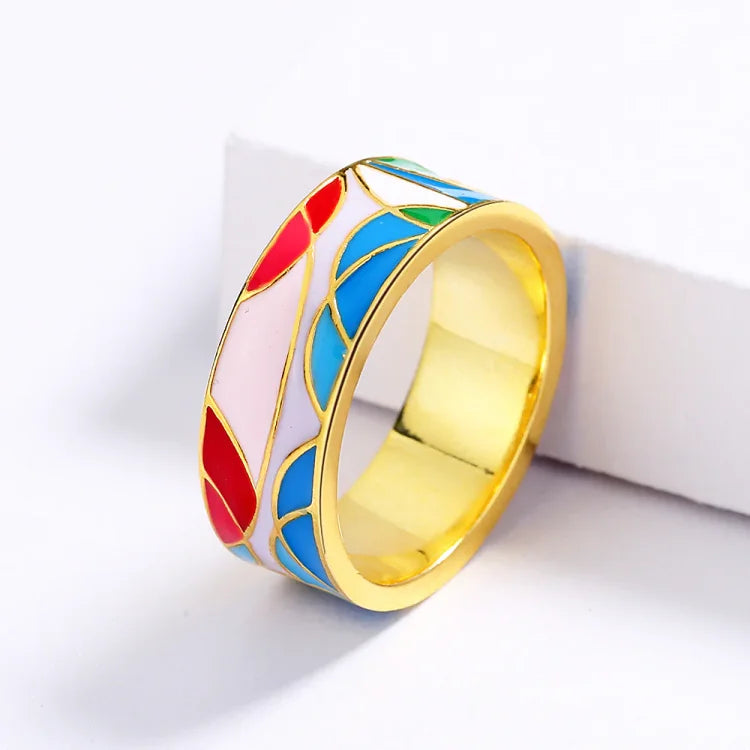 Nadia - Elegant Enamel Cubic Zirconia Ring