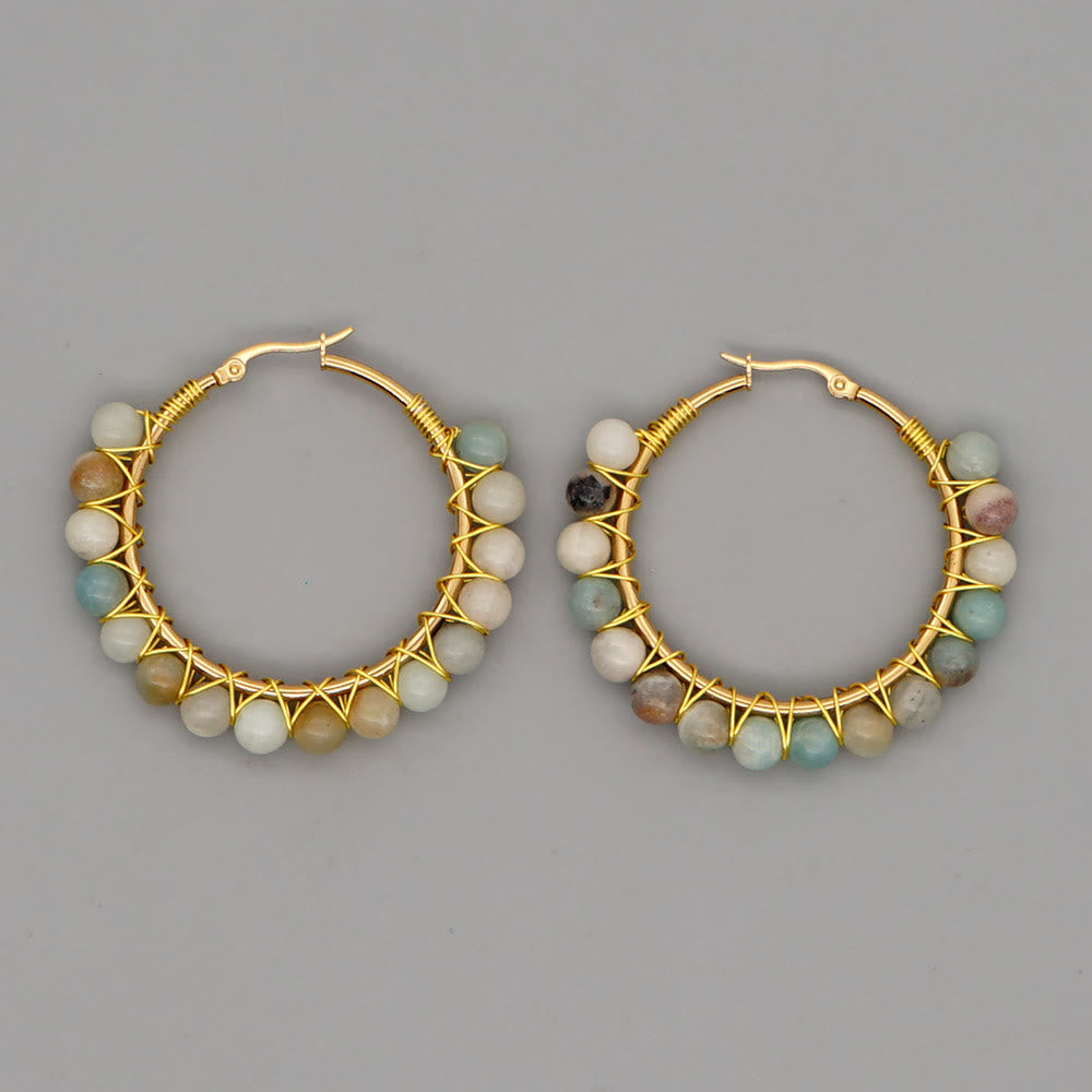 Sanne's - Elegant Boho Nature-Inspired Crystal Hoop Earrings