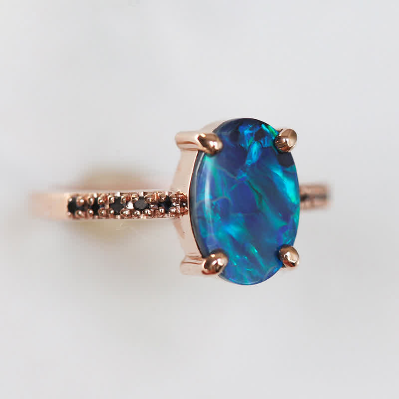 Isabella - Sapphire and Opal 3-Piece Ring Set