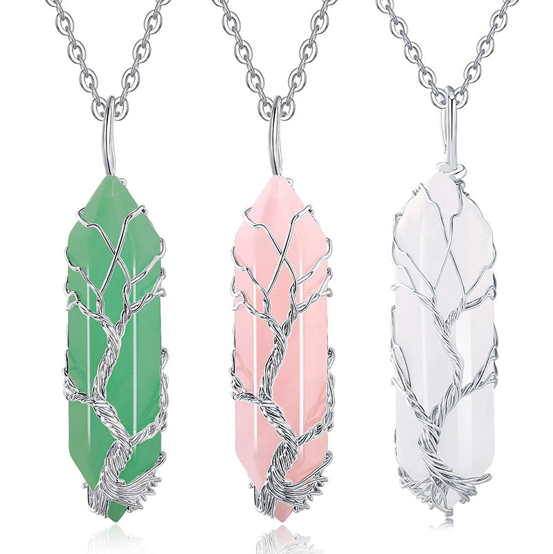 Elara Tree of Life Gemstone Necklace - Radiant Crystal Pendant