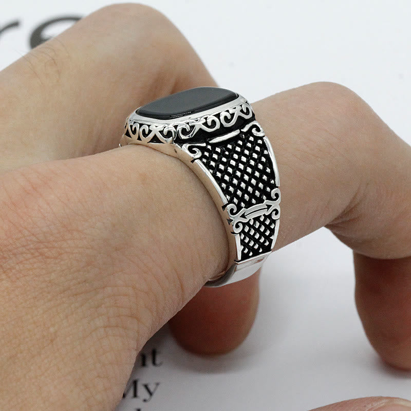Max - Elegant Black Onyx Silver Ring for the Modern Man