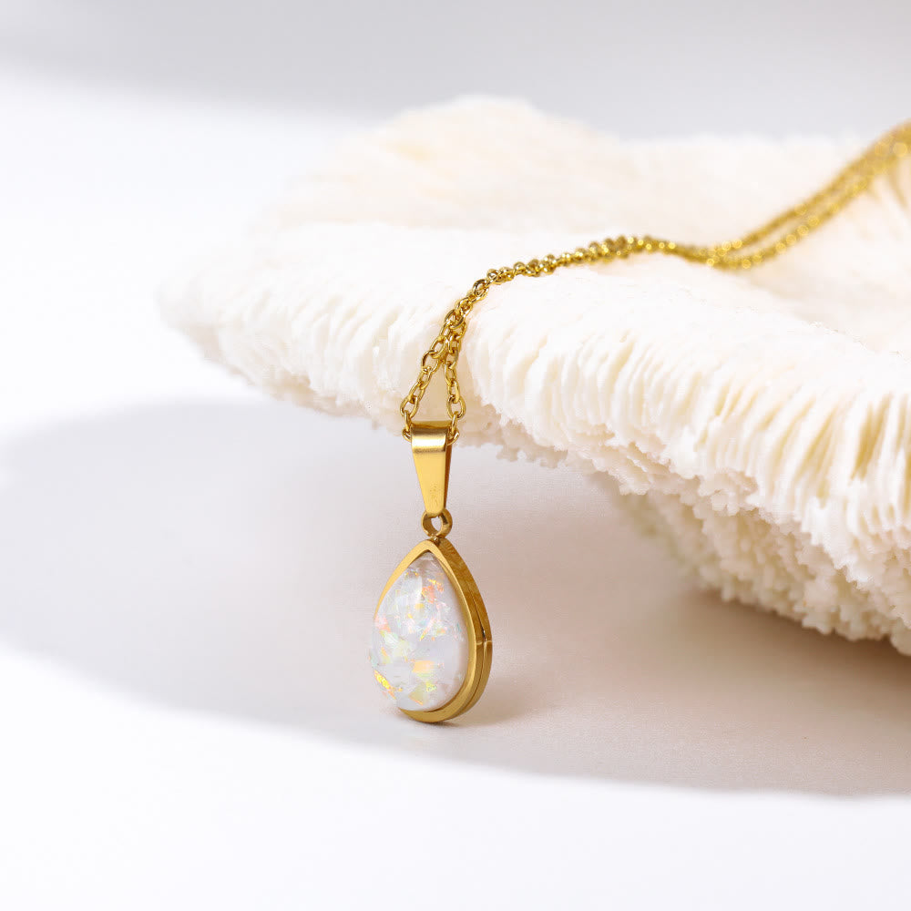 Eloise 18K Gold Opal Drop Pendant Necklace - Natural Opal Elegance