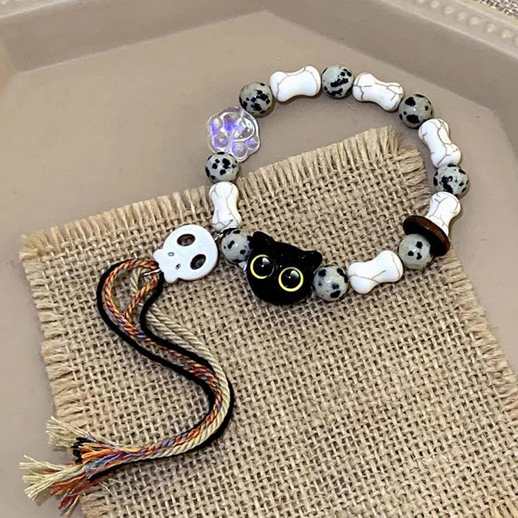 Kyzora Bracelet - Playful Skull and Kitten Charm Design
