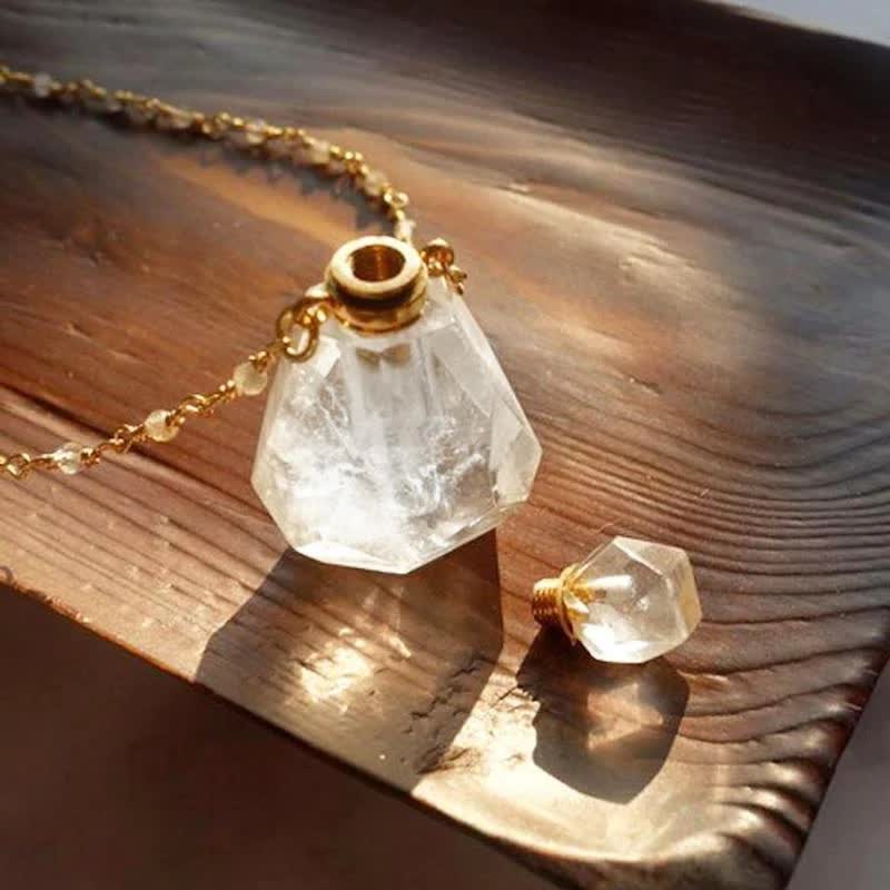 Jozelle - Iris Crystal Perfume Bottle Necklace - Refillable Fragrance Jewelry