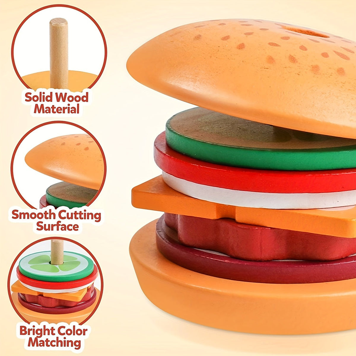 BurgerBuilders - Creative Montessori Stacking Toy for Kids