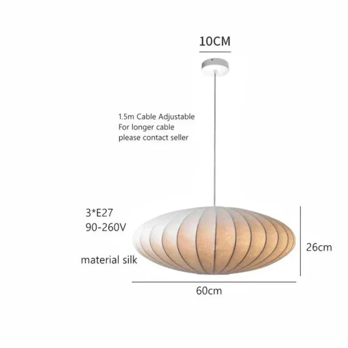 SilkCrown - Luxury Silk Pendant Light with Crystal Accents