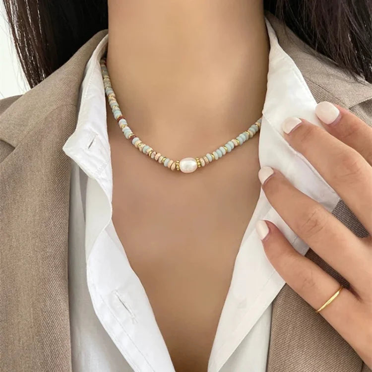 Elena Jewelry Set - Vibrant Natural Stone Necklace and Bracelet