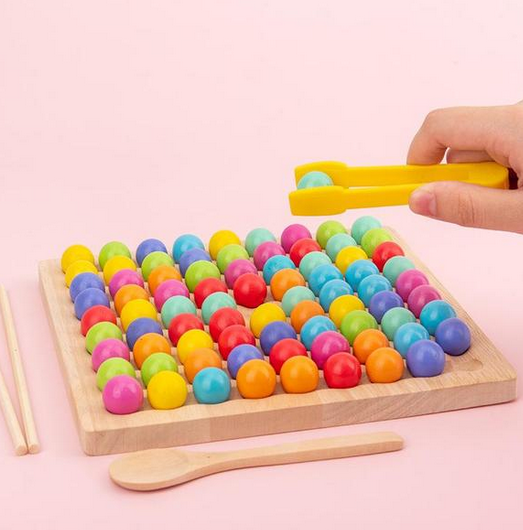 ColorMatch - Montessori Wooden Bead Sorting Game for Color and Counting