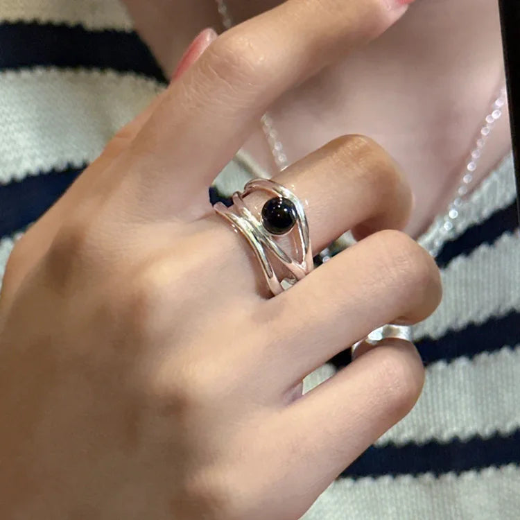 Arden - Elegant Black Onyx Multi-Line Ring