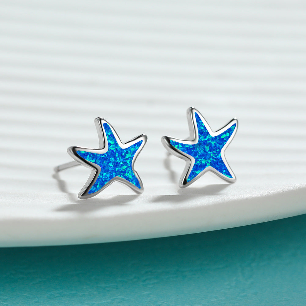 Fathoma - Stunning Blue Opal Starfish Earrings