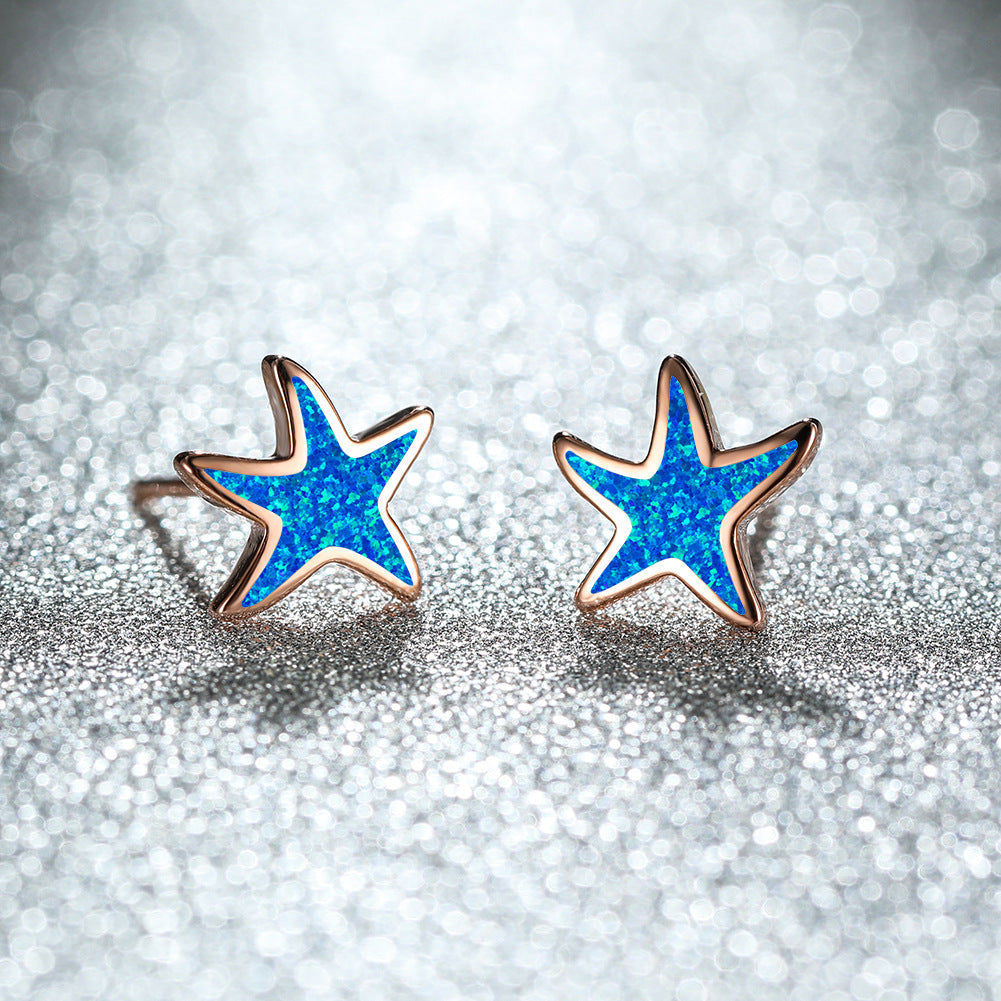 Fathoma - Stunning Blue Opal Starfish Earrings