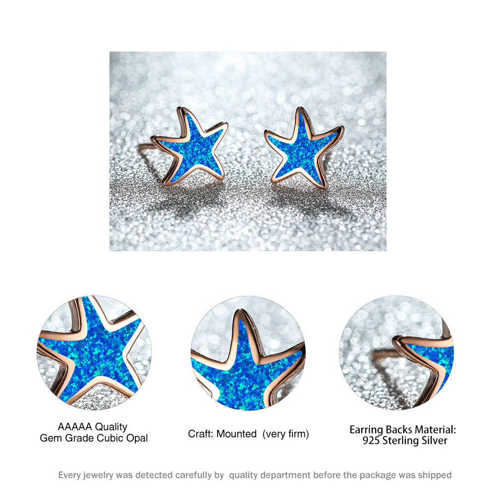 Fathoma - Stunning Blue Opal Starfish Earrings
