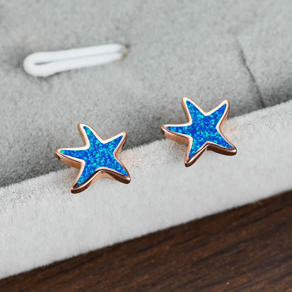 Fathoma - Stunning Blue Opal Starfish Earrings