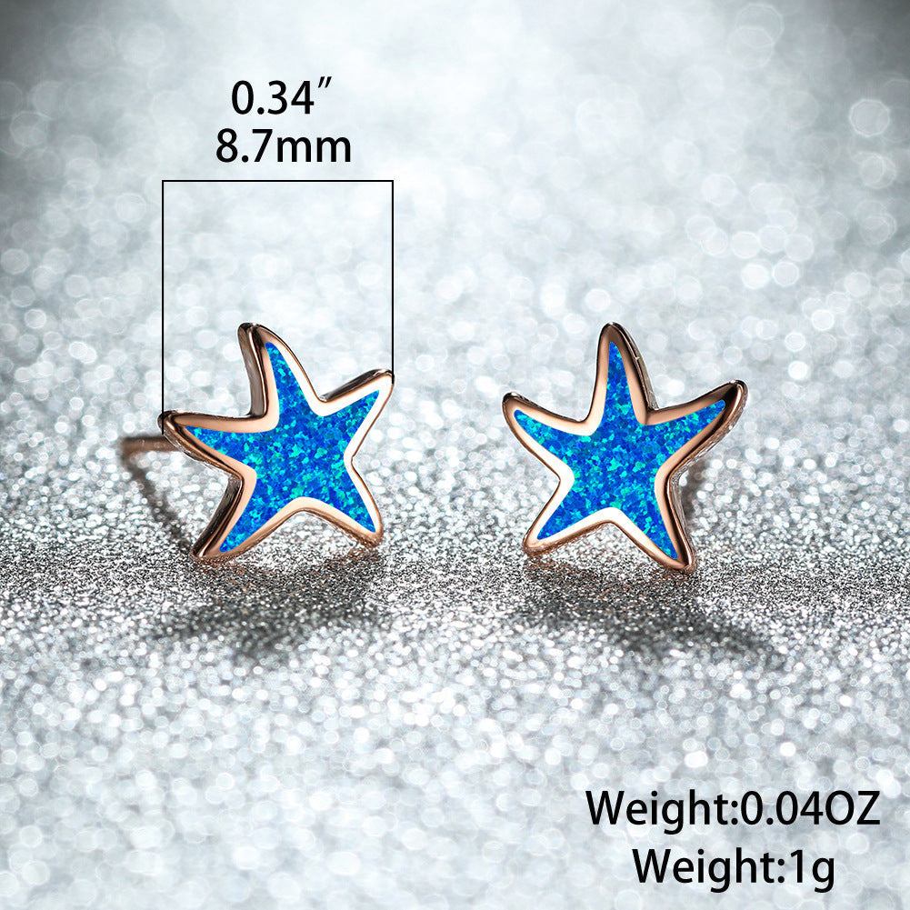Fathoma - Stunning Blue Opal Starfish Earrings