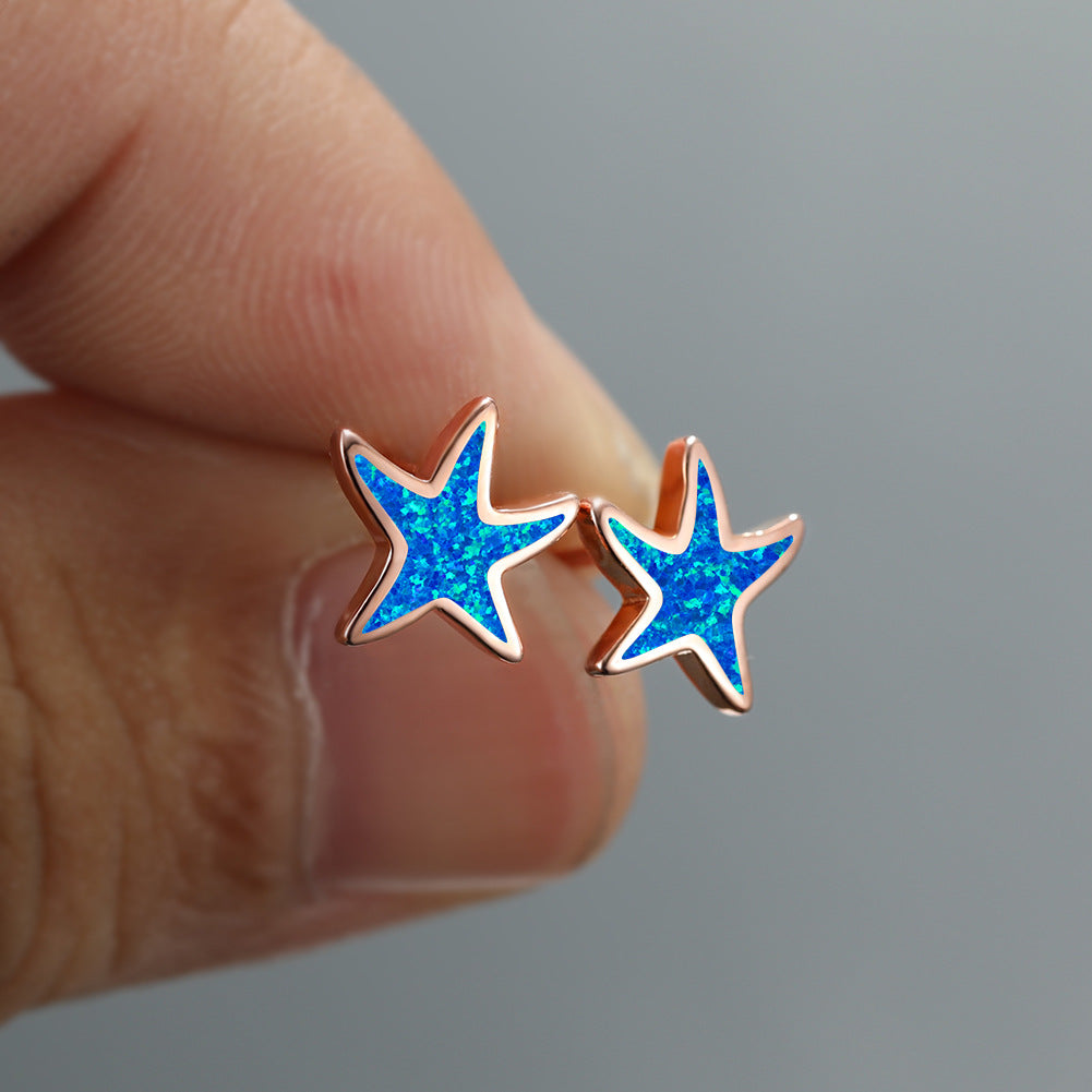 Fathoma - Stunning Blue Opal Starfish Earrings