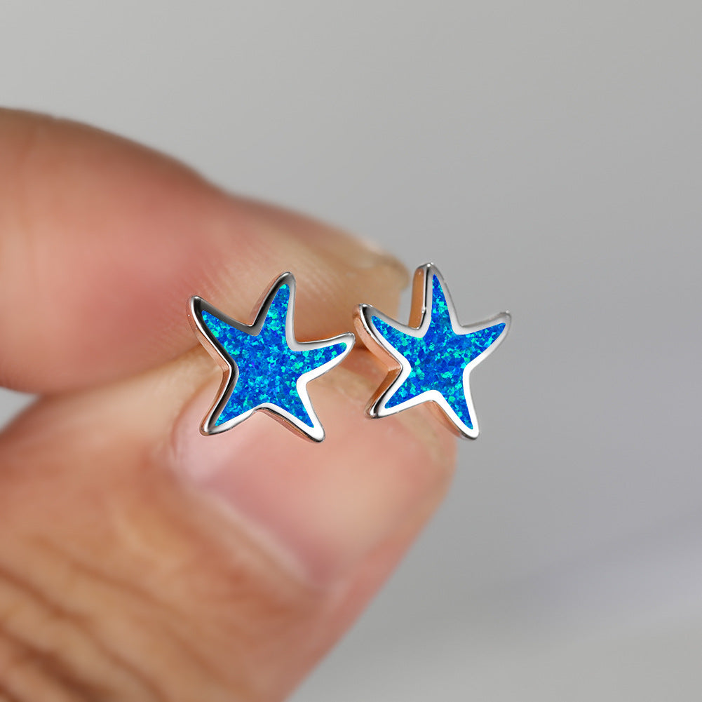 Fathoma - Stunning Blue Opal Starfish Earrings