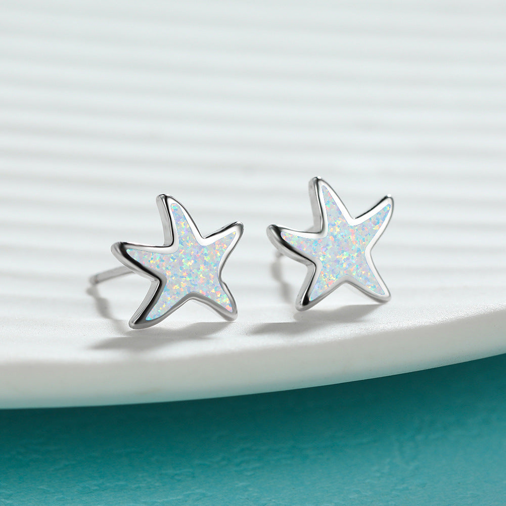 Fathoma - Stunning Blue Opal Starfish Earrings