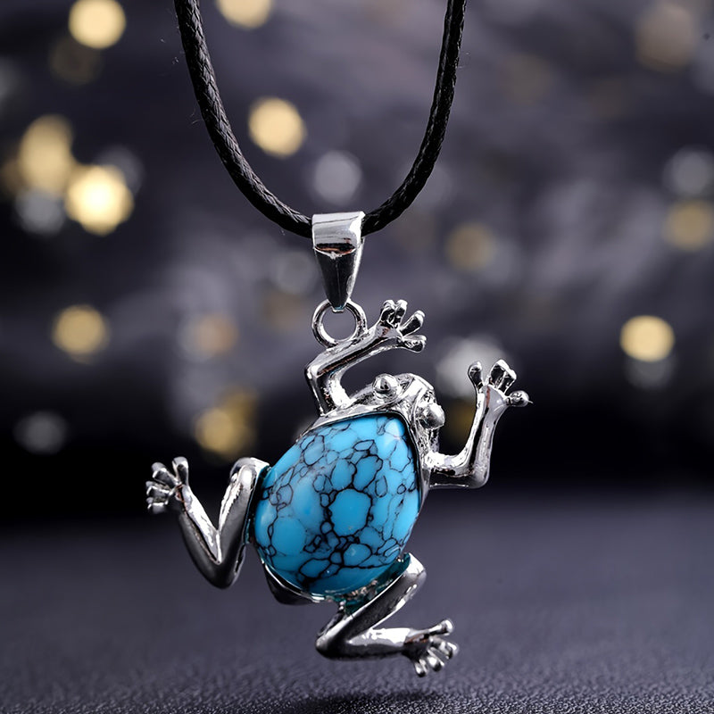 Gaia - Natural Crystal Meditation Necklace with Frog Design