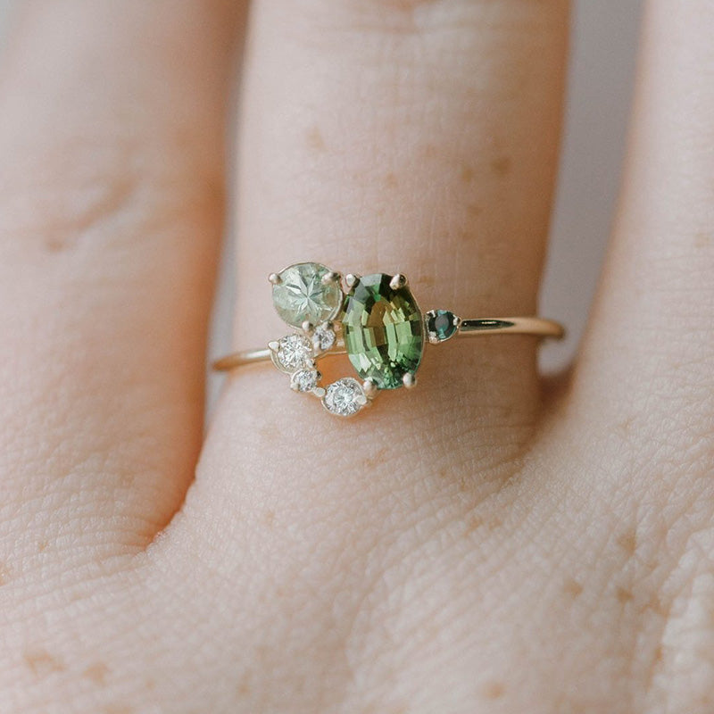Kaelira - Natural Peridot and Sparkling Zirconia Statement Ring