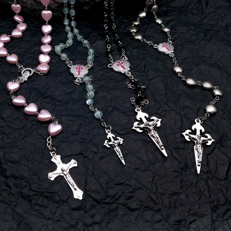 Lamira Heart Rosary Necklace - Cat's Eye Stone Necklace