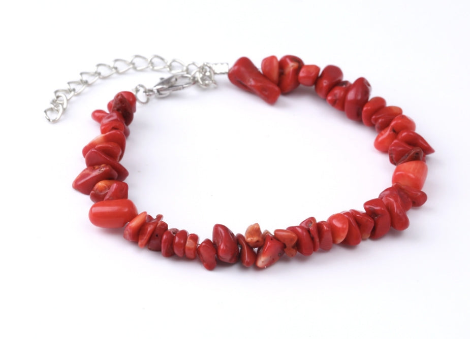 Horalyn - Red Coral Bracelet, Handmade Adjustable Everyday Jewelry