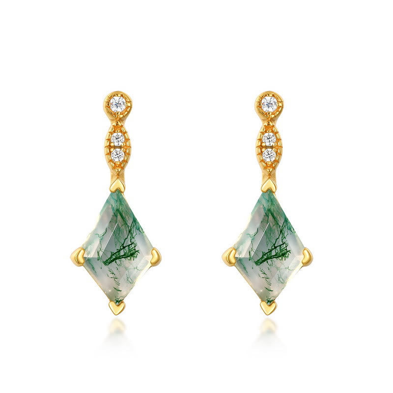 Fossara - Elegant Moss Agate and White Zircon Jewelry Set