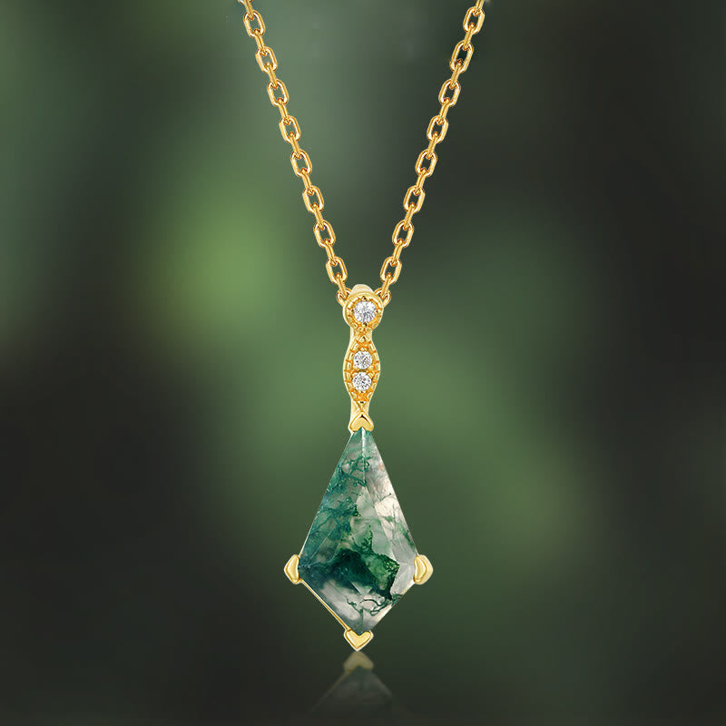 Fossara - Elegant Moss Agate and White Zircon Jewelry Set