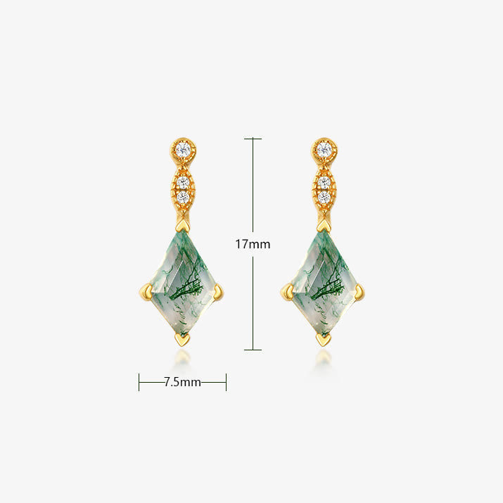 Fossara - Elegant Moss Agate and White Zircon Jewelry Set