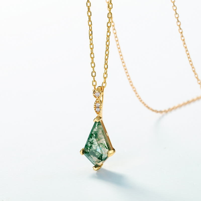 Fossara - Elegant Moss Agate and White Zircon Jewelry Set