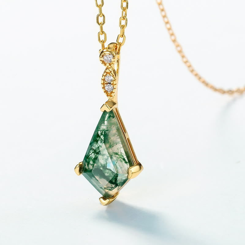 Fossara - Elegant Moss Agate and White Zircon Jewelry Set