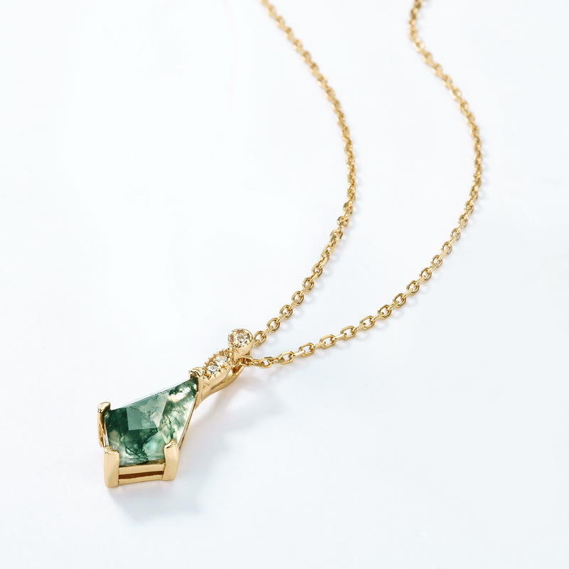Fossara - Elegant Moss Agate and White Zircon Jewelry Set