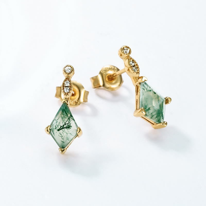 Fossara - Elegant Moss Agate and White Zircon Jewelry Set