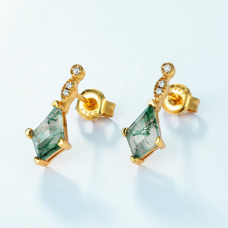 Fossara - Elegant Moss Agate and White Zircon Jewelry Set