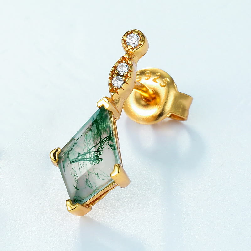Fossara - Elegant Moss Agate and White Zircon Jewelry Set