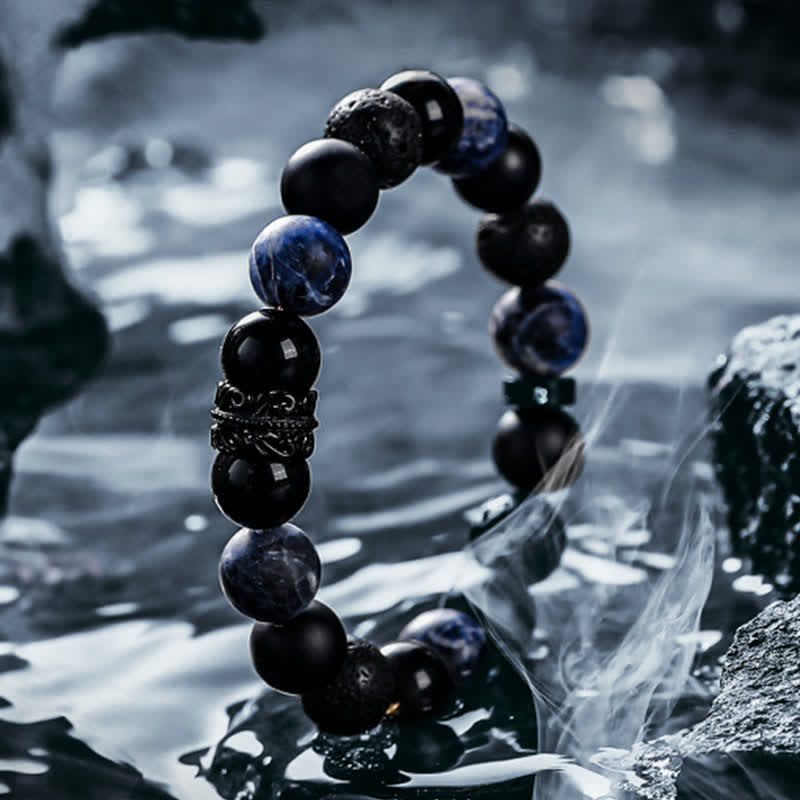 Ragnar - Lord Black Warrior Natural Crystal Bead Bracelet