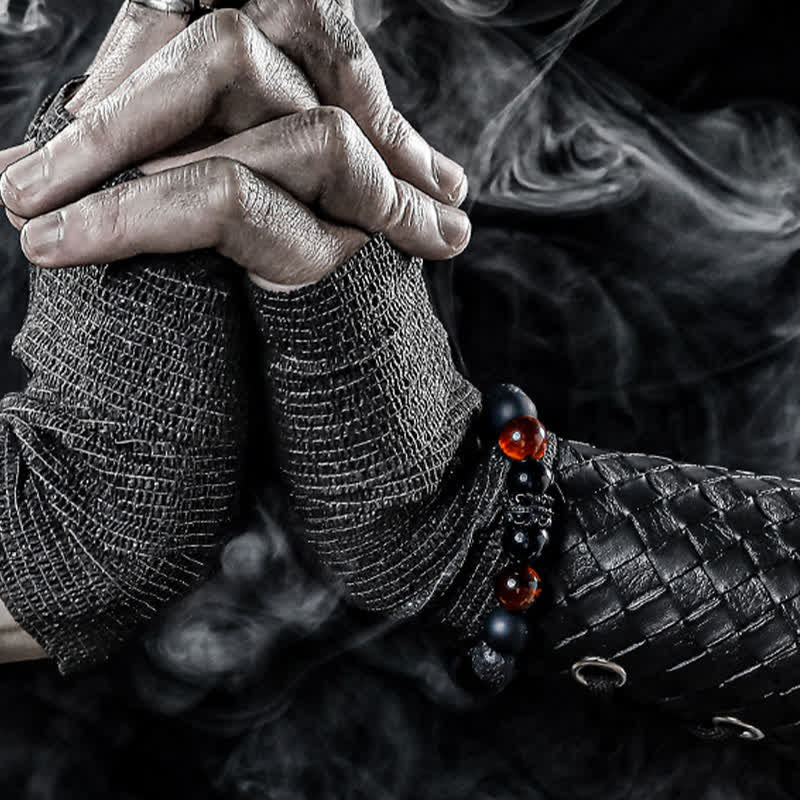 Ragnar - Lord Black Warrior Natural Crystal Bead Bracelet