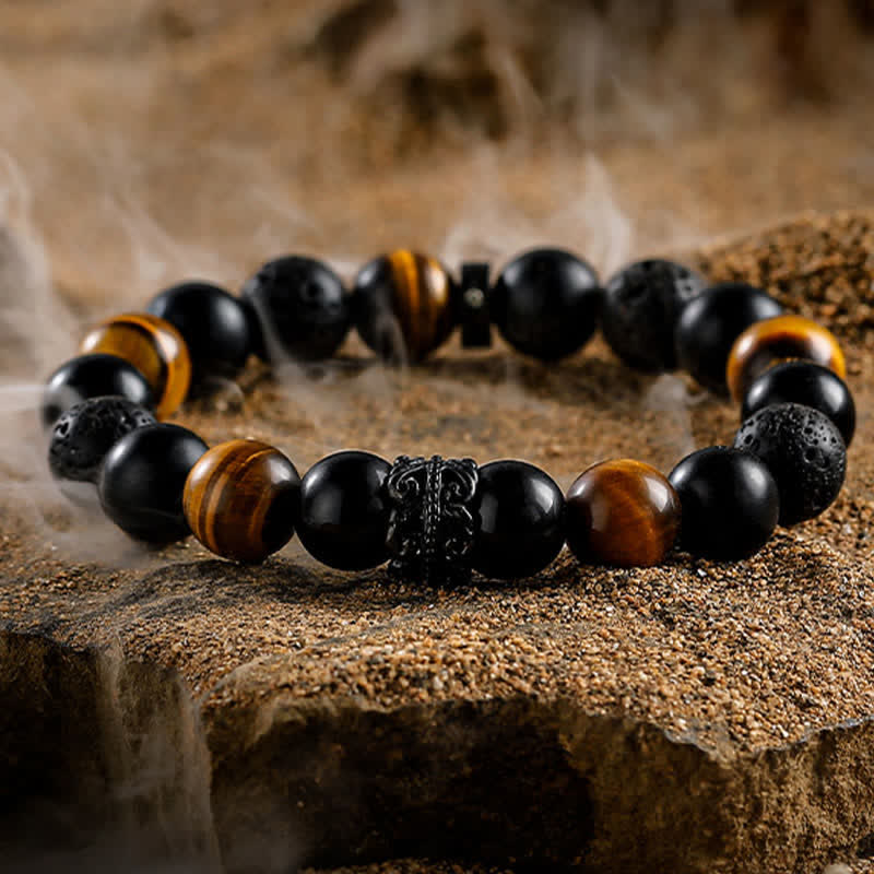 Ragnar - Lord Black Warrior Natural Crystal Bead Bracelet