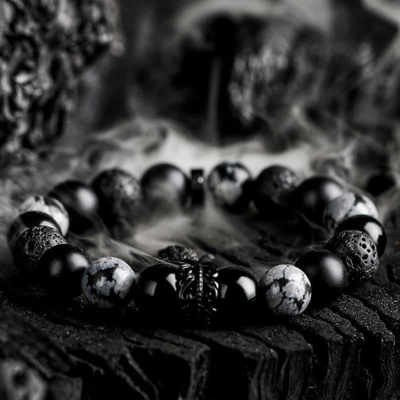 Ragnar - Lord Black Warrior Natural Crystal Bead Bracelet